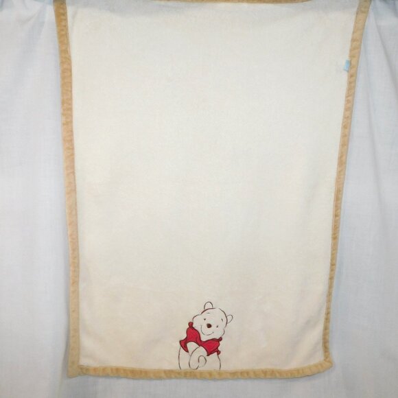 Disney Baby Winnie the Pooh Hugs Cream Tan Embroidered Fleece Blanket  30" x 40" - Picture 1 of 7